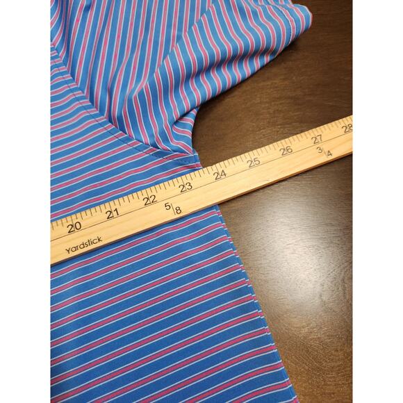 FJ FootJoy Mens Blue Pink Stripe Short Sleeve Stretch Golf Polo Shirt Size Large - Picture 5 of 6